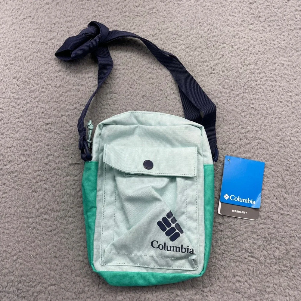 NWT Columbia UU0151-329 Zigzag Side Bag Icy Morn / Electric Turquoise Crossbody